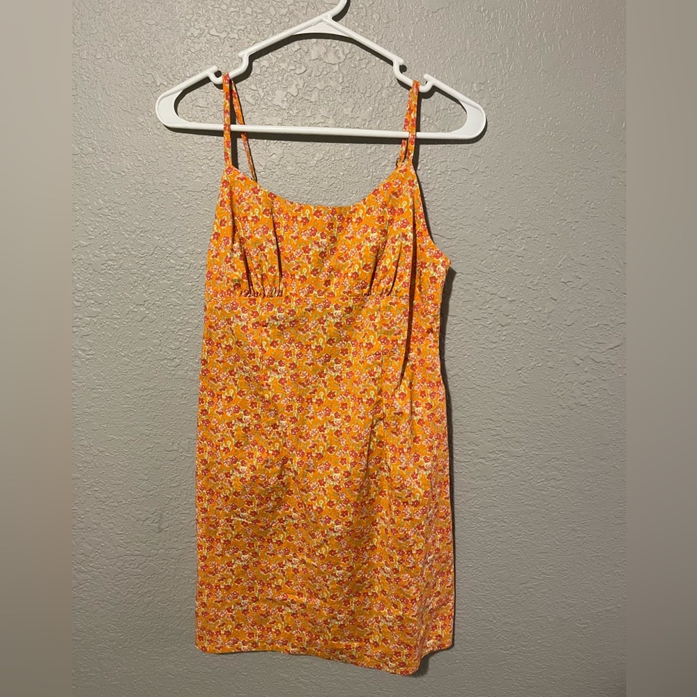Summer Floral Orange Mini Dress